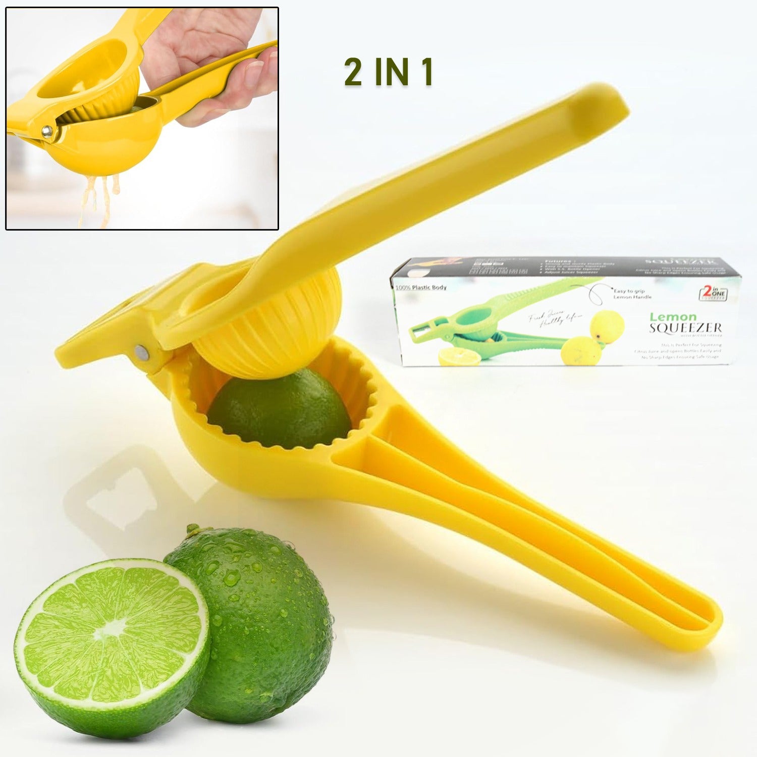 Kitchen 2 in 1 Unbreakable Lemon Squeezer and Bottle Opener (1 Pc) Kitchen 2 in 1 Unbreakable Lemon Squeezer and Bottle Opener (1 Pc)